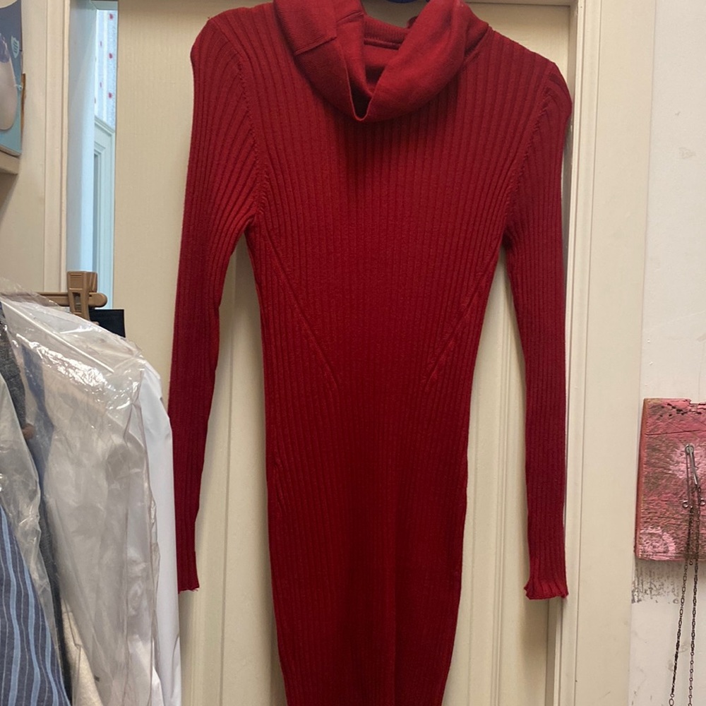 Gorgeous red ribbed body con sweater dress s/xs
